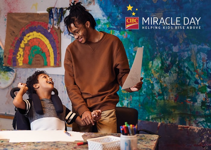 Thanks for helping us paint! Nate and Malakhai. CIBC Miracle Day. Helping kids rise above.